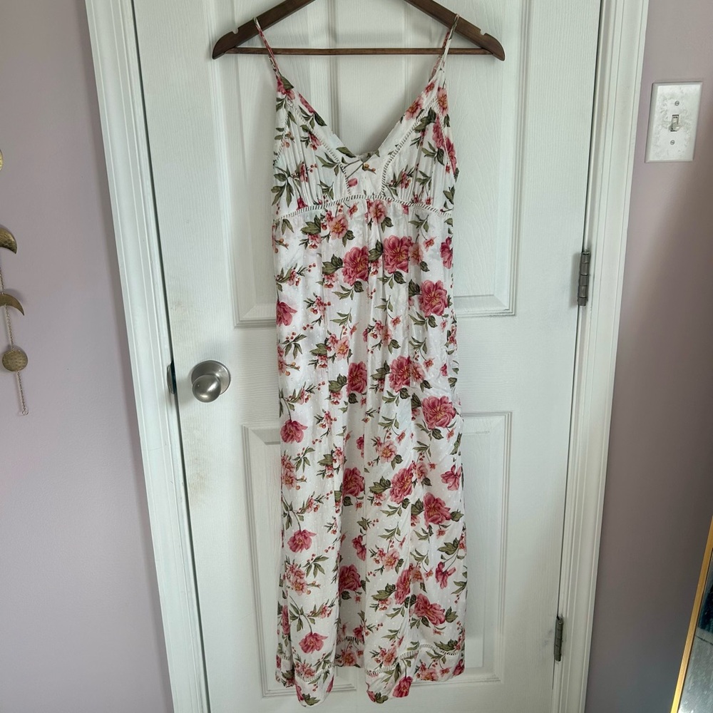 Floral Maxi Dress with Pink and Green Pattern